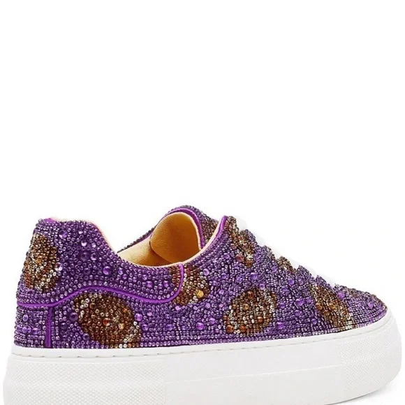 Blue by Betsey Johnson Sidny Football Print Rhinestone Platform Sneakers - Picture 3 of 6